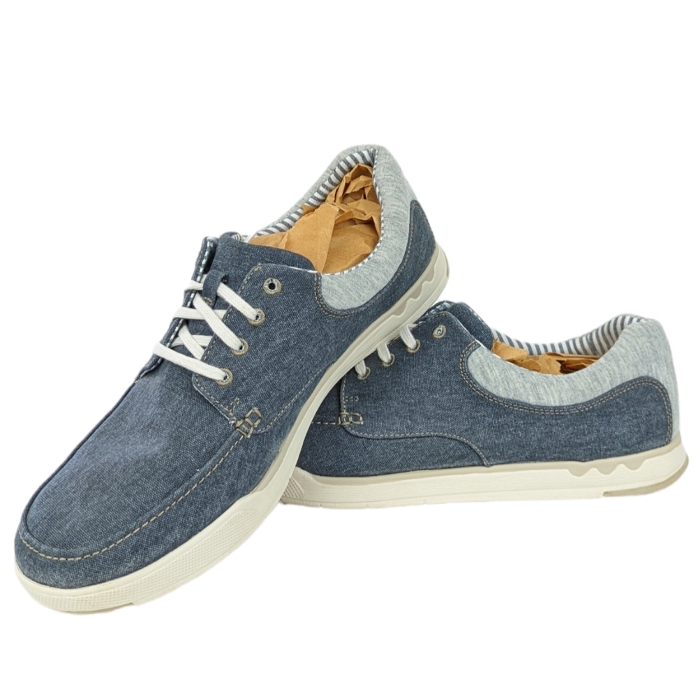 Clarks Cloudsteppers Men's Step Isle Lace Up Blue Canvas Shoes Size 12M